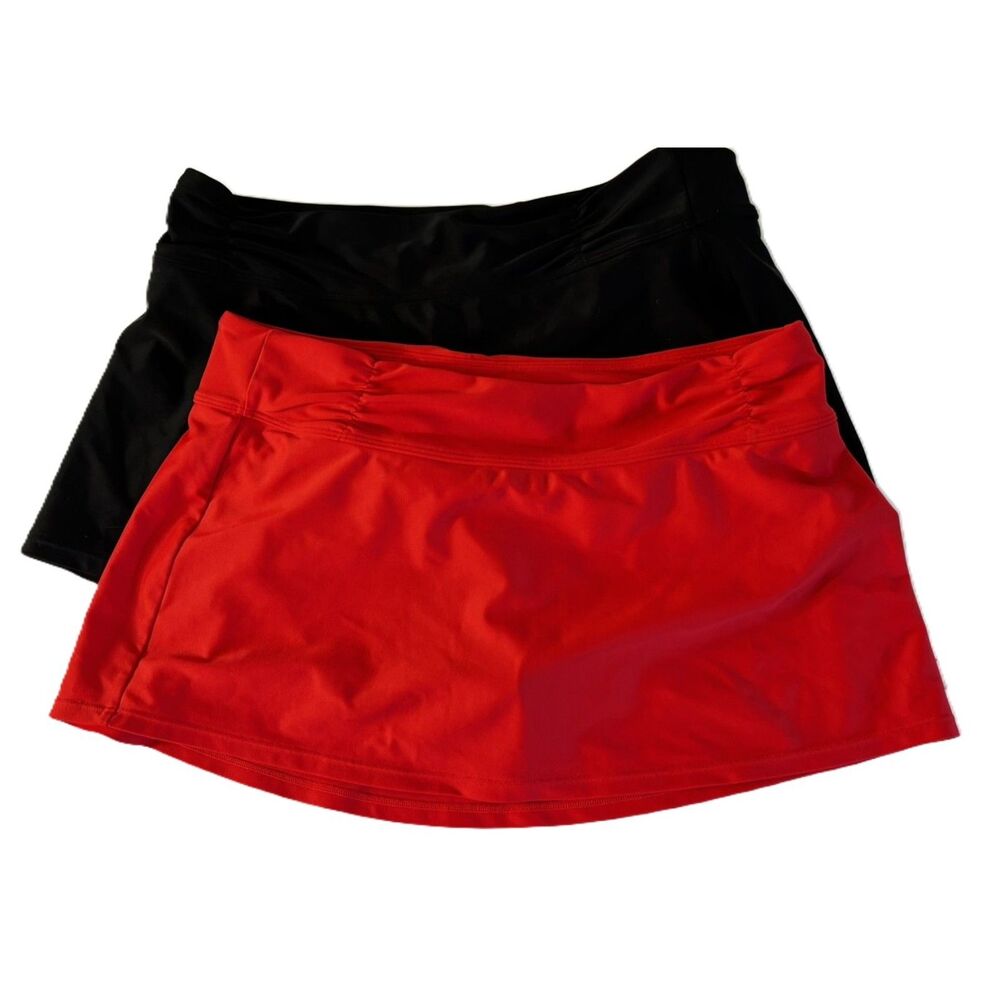 Athleta Red and Black Athletic Skorts Built In Briefs Tennis Golf Pickleball Sm